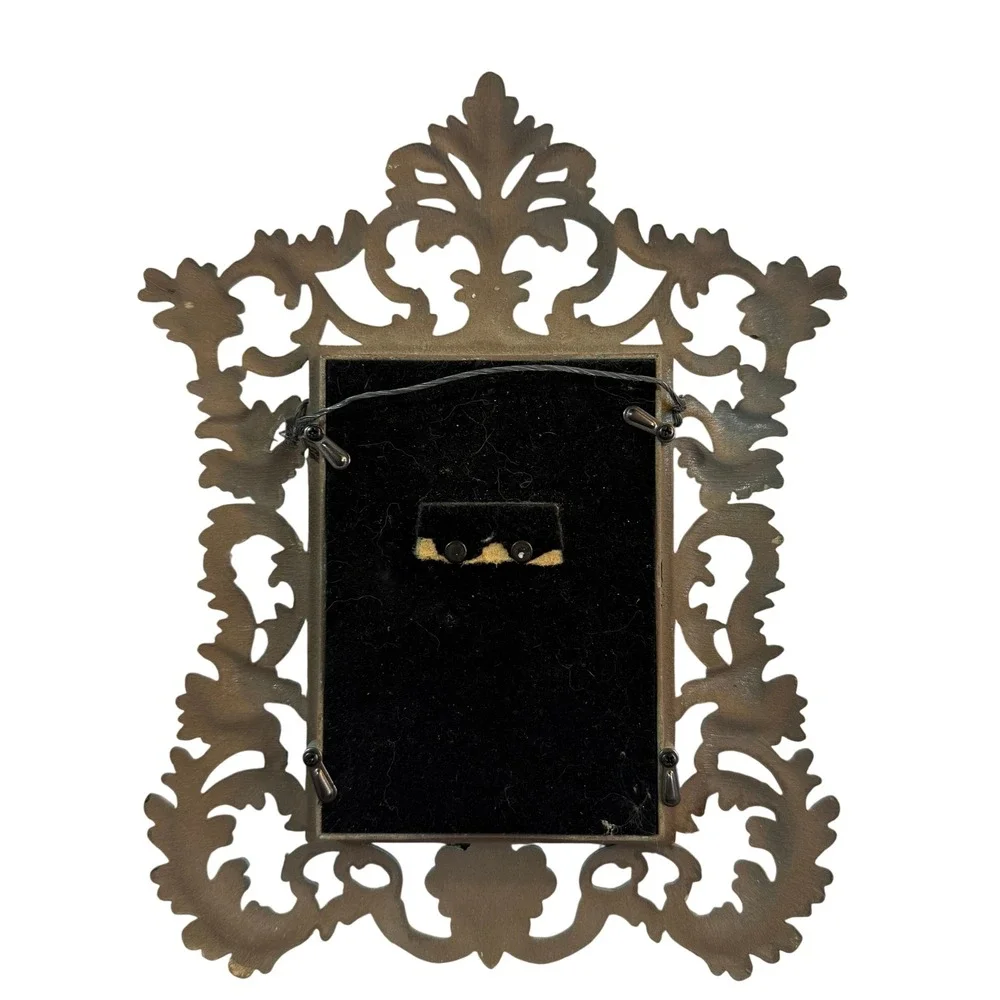 Vintage Ornate Rococo Picture Frame Turquoise Distressed Baroque Shabby Chic